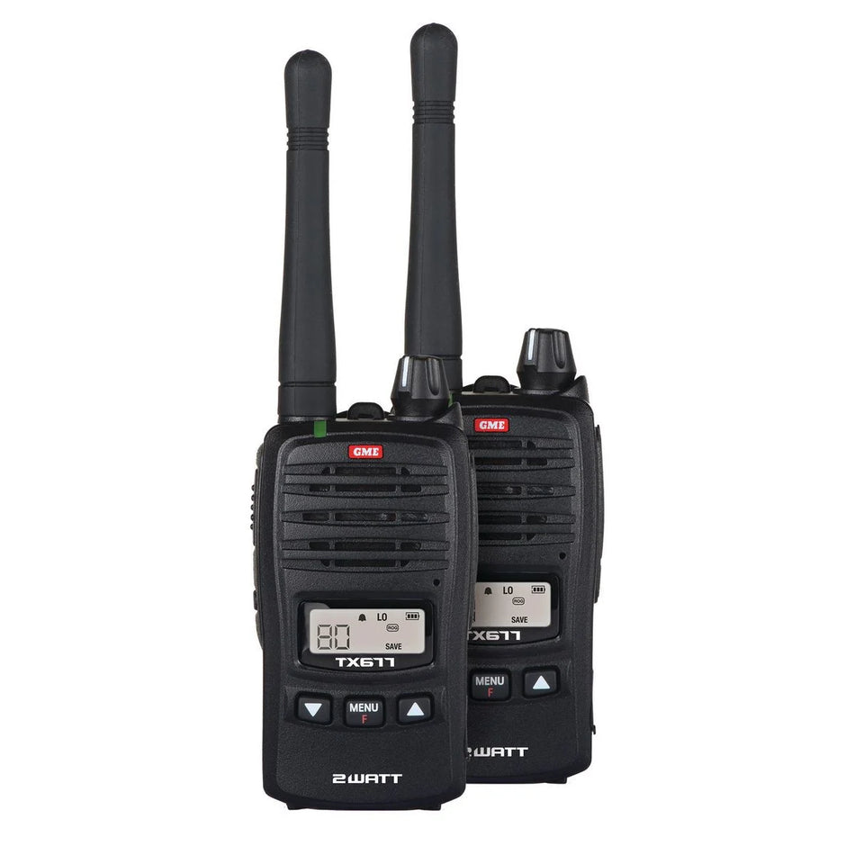 GME 2 Watt Handheld UHF Radio Twin Pack - TX677TP